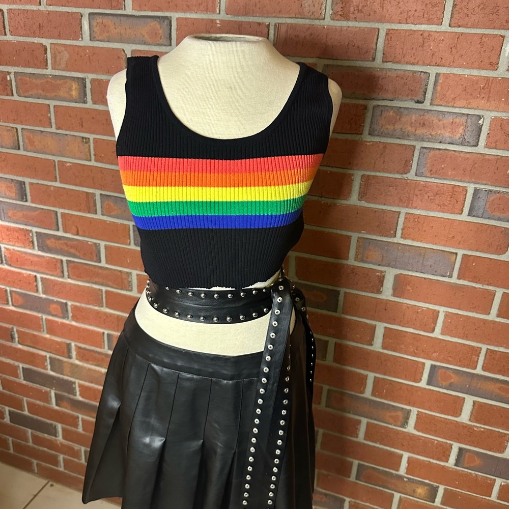 Black Rainbow Stripe Women's Tank Top